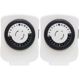 GE(R) 15417 24-Hour Polarized Plug-in Mechanical Timer with 48 On/off & 1 Outlet, 2 pk