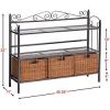 Metal Kitchen Baker's Rack with Three Rattan Drawers