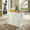 Butcher Block/Cutting Board Top Kitchen Island in White Finish