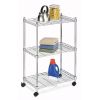 3-Tier Metal Cart on Wheels for Kitchen Microwave Bathroom Garage