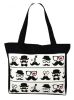 Lovely Shoulder Portable Shopping Bag File Archive Bags Stripe Black Beard