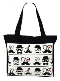 Lovely Shoulder Portable Shopping Bag File Archive Bags Stripe Black Beard