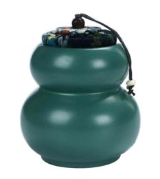 [Gourd Green] Ceramic Tea Canister Portable Coffee Jar Sealed Tea Caddy