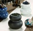 [Gourd Green] Ceramic Tea Canister Portable Coffee Jar Sealed Tea Caddy