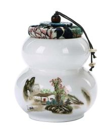 [Gourd Tree] Ceramic Tea Canister Portable Coffee Jar Sealed Tea Caddy