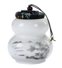 [Gourd] Ceramic Tea Canister Portable Coffee Jar Sealed Tea Caddy