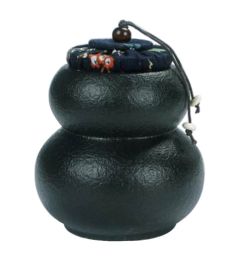 [Gourd Black] Ceramic Tea Canister Portable Coffee Jar Sealed Tea Caddy