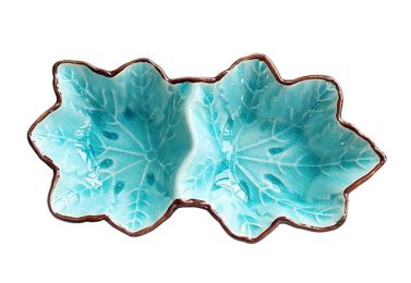 Porcelain Dipping Sauce Dishes Maple Leaf Design Saucer, Set of 2