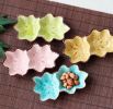 Porcelain Dipping Sauce Dishes Maple Leaf Design Saucer, Set of 2