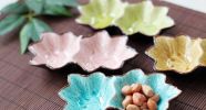 Porcelain Saucer Plates Maple Leaf Design Dishes, Green, 2PCS
