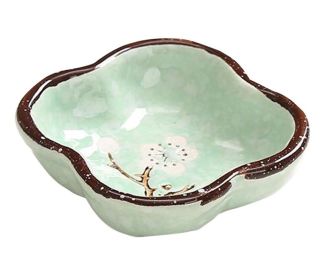 [Green] 4PCS Ceramic Sauce Dishes Rose Restaurant Tableware