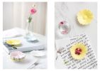 Ceramic Dishes Seasoning Dishes Sauce Plates for Soy Wasabi Flowers [Pink]