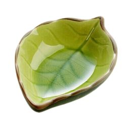 Set of 4 Zakka Multi-Purpose Leaf-Shaped Sauce Dishes 11x7cm [Green]