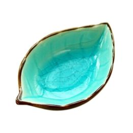 Set of 4 Zakka Multi-Purpose Leaf-Shaped Sauce Dishes 11x7cm [Sky Blue]