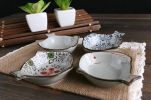 Set Of 4 Zakka Asian Style Fish-Shaped Ceramic Sauce Dishes [Blue Flower]