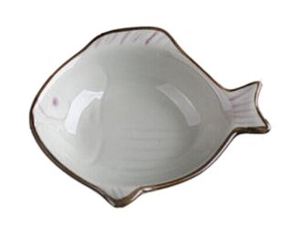 Set Of 4 Zakka Asian Style Fish-Shaped Ceramic Sauce Dishes [Purple]