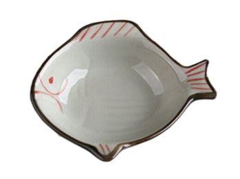 Set Of 4 Zakka Asian Style Fish-Shaped Ceramic Sauce Dishes [Red]