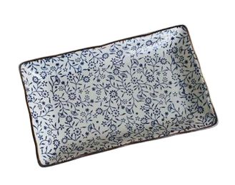 Classic Rectangular Ceramic Sauce Dishes Blue Flowers