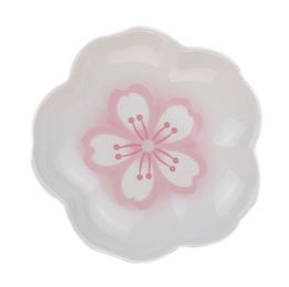 Set Of 2 Zakka Sakura Flower-Shaped Porcelain Sauce Dishes&Saucers [Pink]