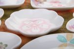 Set Of 2 Zakka Sakura Flower-Shaped Porcelain Sauce Dishes&Saucers [Pink]