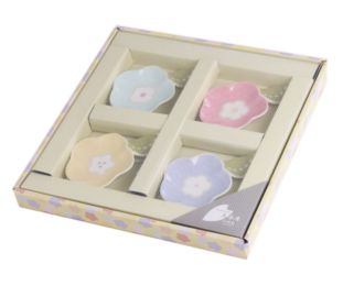1 Set Zakka Exquisite Colorful Flower Porcelain Sauce Dishes [Including 4pcs]