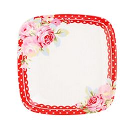 Set Of 2 Lovely European Style Porcelain Sauce Dishes, Red, Flowers