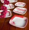 Set Of 2 Lovely European Style Porcelain Sauce Dishes, Red, Flowers
