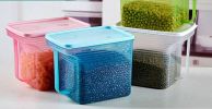 Set of 2 Practical Kitchen Storage Bins Cereals/Snacks Storage Canisters, Blue