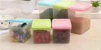 Set of 3 Practical Kitchen Storage Bins Cereals/Snacks Storage Canisters, Blue