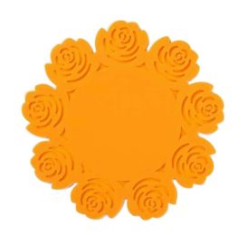 Set of 6 Lovely Non-Slip Waterproof Silicone Flower-Shaped Coasters [Orange]