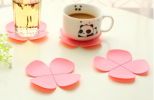 Set of 6 Lovely Non-Slip Waterproof Silicone Flower-Shaped Coasters [Pink]