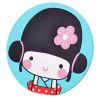 Set of 4 Cute Chinese Girl Non-Slip Waterproof Silicone Round Coasters [Blue]
