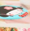 Set of 4 Cute Chinese Girl Non-Slip Waterproof Silicone Round Coasters [Blue]