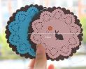 Set of 4 Cute Non-Slip Flower-Shaped Waterproof Rubber Coasters [Pink&Rabbit]