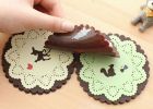 Set of 4 Cute Non-Slip Flower-Shaped Waterproof Rubber Coasters [Green&Squirrel]