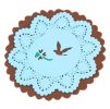 Set of 4 Cute Non-Slip Flower-Shaped Waterproof Rubber Coasters [Blue&Bird]