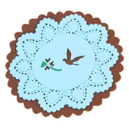 Set of 4 Cute Non-Slip Flower-Shaped Waterproof Rubber Coasters [Blue&Bird]