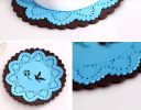 Set of 4 Cute Non-Slip Flower-Shaped Waterproof Rubber Coasters [Blue&Bird]
