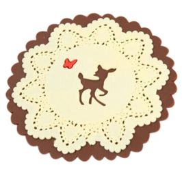 Set of 4 Cute Non-Slip Flower-Shaped Waterproof Rubber Coasters [Yellow&Deer]