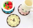 Set of 4 Cute Non-Slip Flower-Shaped Waterproof Rubber Coasters [Yellow&Deer]