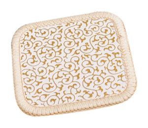 Set of 4 Classic Gold Flowers Square Fabrics Coasters 11x11cm [White]