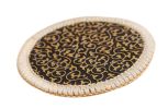 Set of 4 Classic Gold Flowers Round Fabrics Coasters 11x11cm [Black]