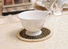 Set of 4 Classic Gold Flowers Round Fabrics Coasters 11x11cm [Black]