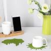 Set of 4 High Quality Wool Felt Coasters Spalish Water Insulation Pads Green