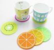 Set of 4 High Quality Silicone Coasters Round Shape Insulation Pads Watermelon