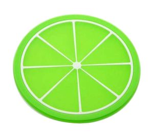 Set of 4 Durable Silicone Coasters Creative Round Shape Insulation Pads Green