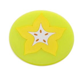 Set of 4 Durable Silicone Coasters Coffee Round Shape Insulation Pads Yellow