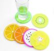 Set of 4 Durable Silicone Coasters Coffee Round Shape Insulation Pads Yellow