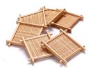 Set of 6 Durable Bamboo Coasters Elegant Insulation Pads Cup Pads Unique Design
