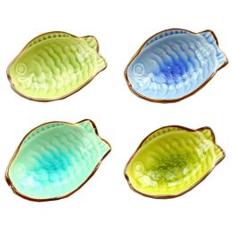 4 PCS Creative Dishes Multi-purpose Tableware Relish Dishes Fishes Four Colors